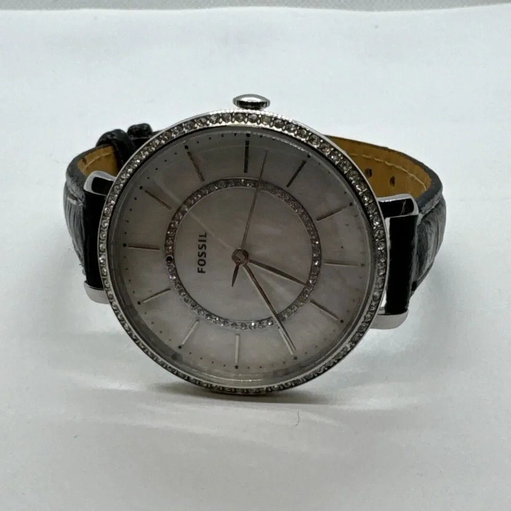 Fossil Jocelyn ES4451 Women Black Leather Analog Dial Quartz Wrist Watch JNA601